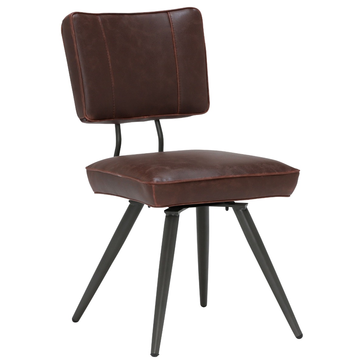 Sawyer Dining Chair - Violet - Leather - Plain - W48 x D64 x H87cm - Barker & Stonehouse