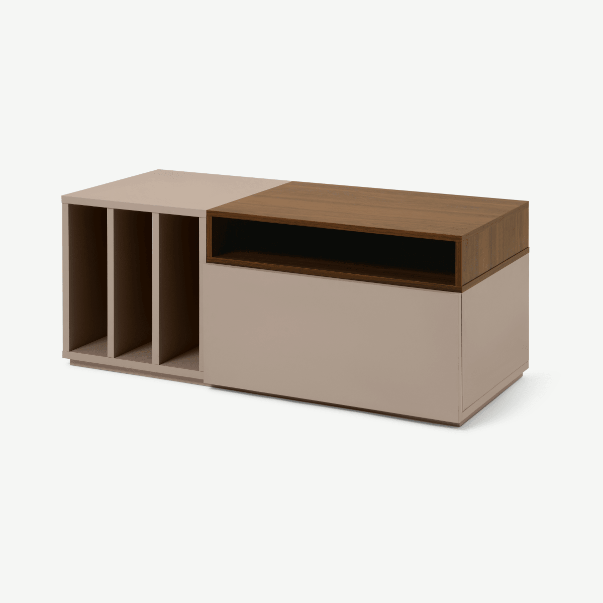 Heaton Modular Compact TV Unit, Cappuccino & Walnut Effect