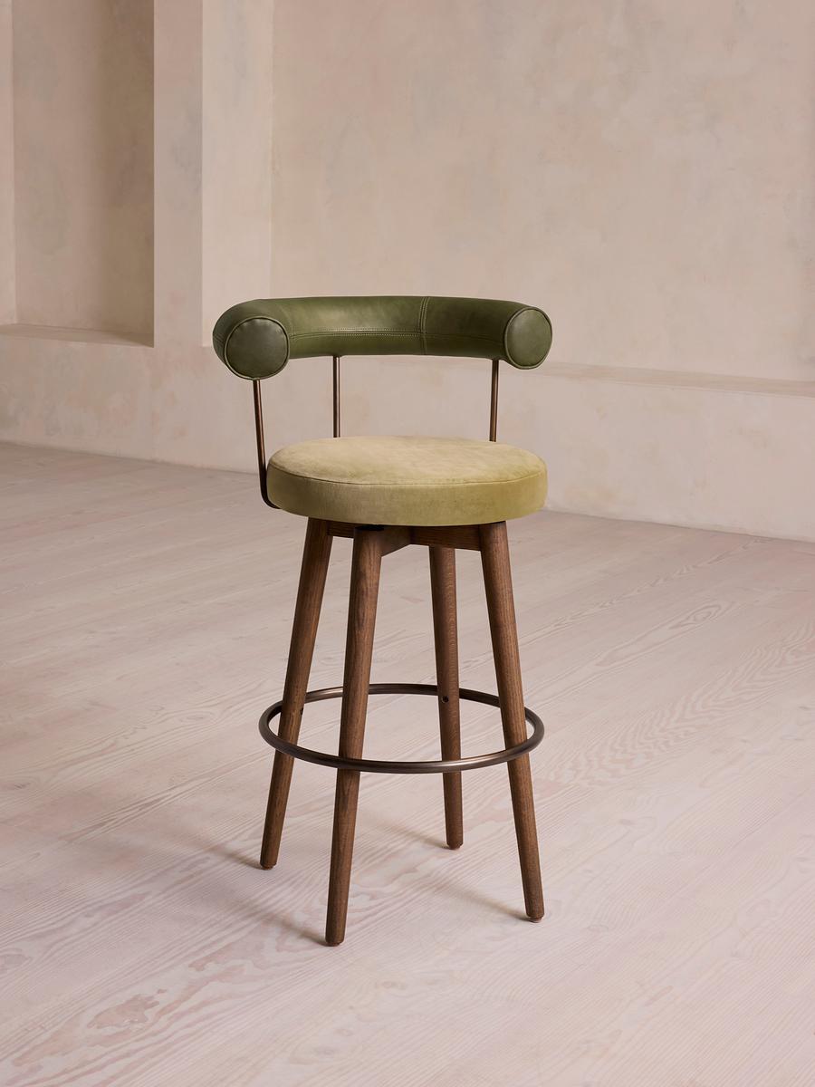 Calvert Barstool, Leather & Velvet