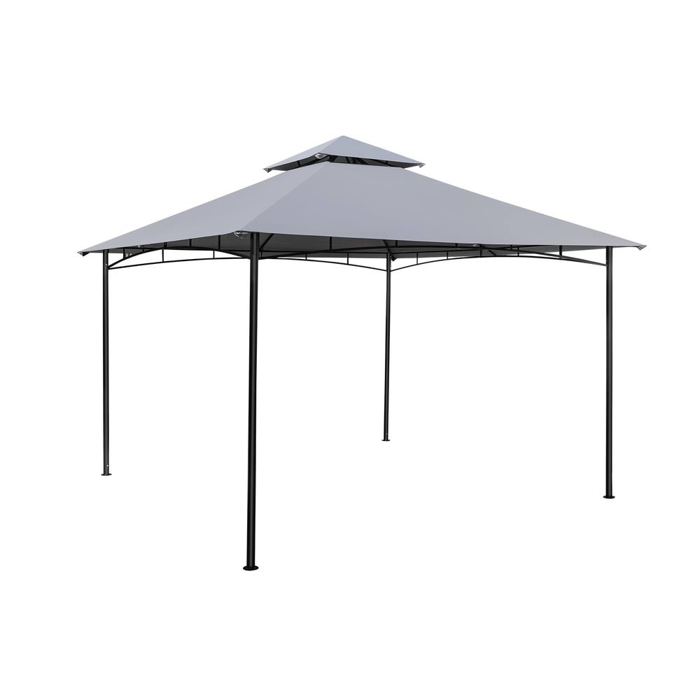 Costway 3.3 x 3.3 M Patio Gazebo w/ Metal Frame Outdoor Canopy Tent in Grey 2