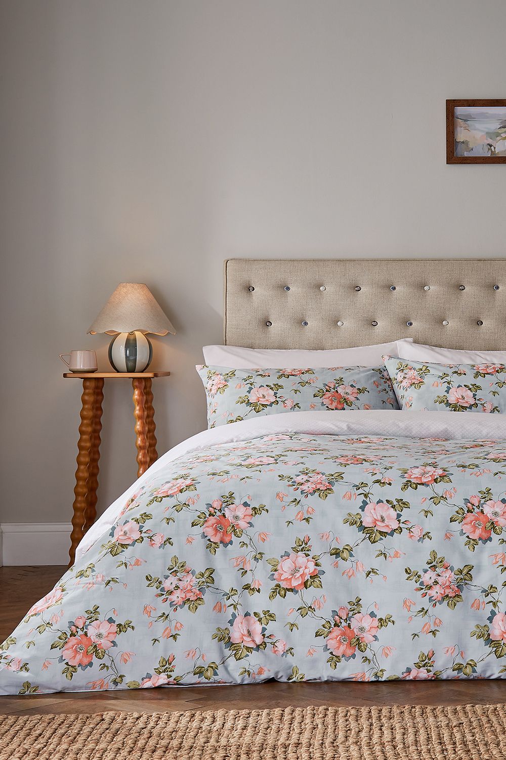 Fable 'Wild Rose' Duvet Cover Set in Duck Egg Blue