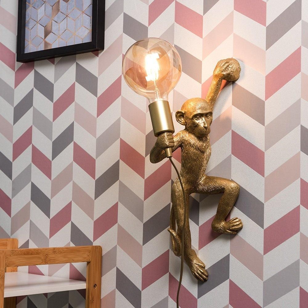 ValueLights Monkey Gold Indoor Wall Light