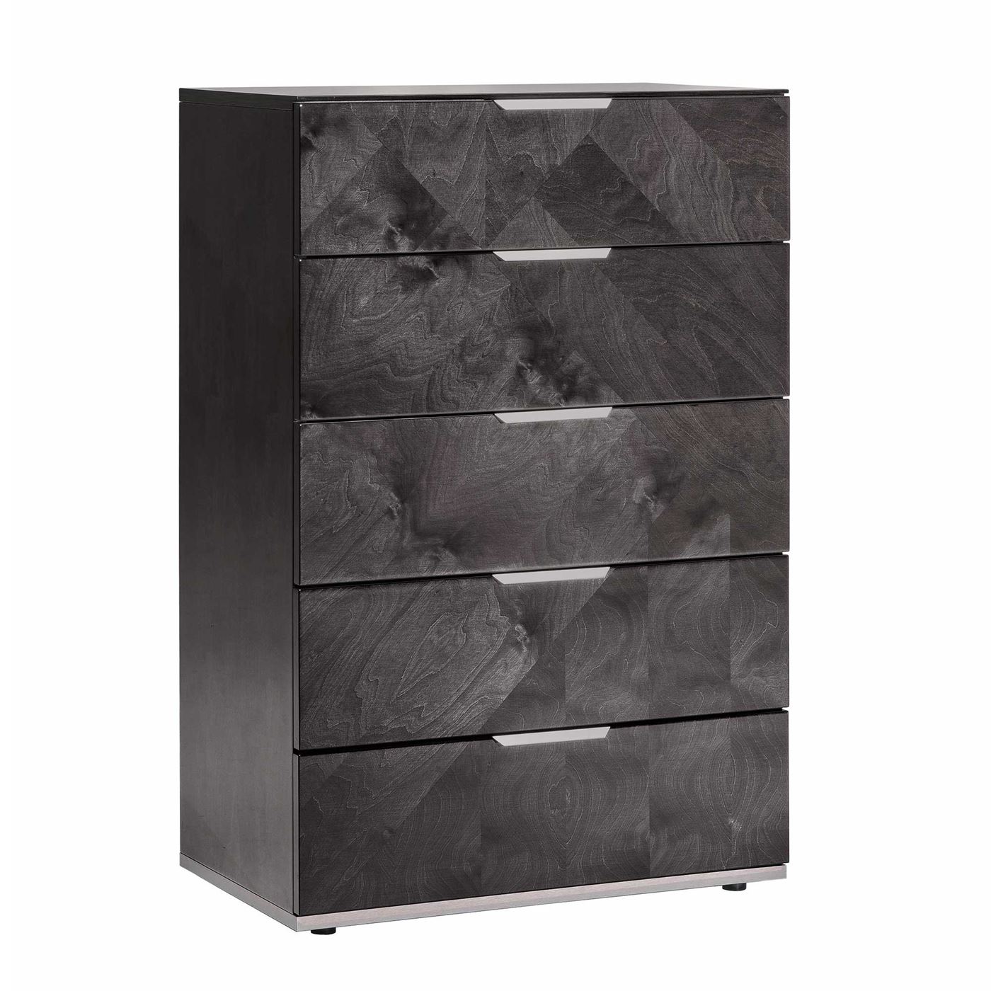 Silva 5 Drawer Chest, Dark Birch High Gloss