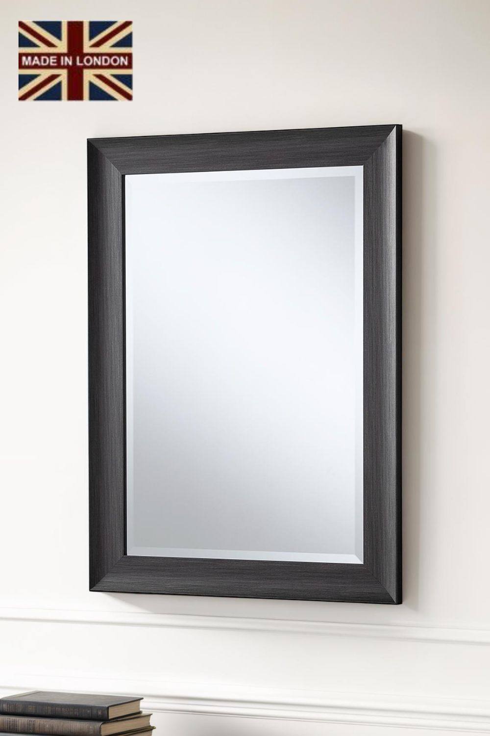 Yearn Mirrors Charcoal Grey Scooped Framed Mirror 129.5x76cm