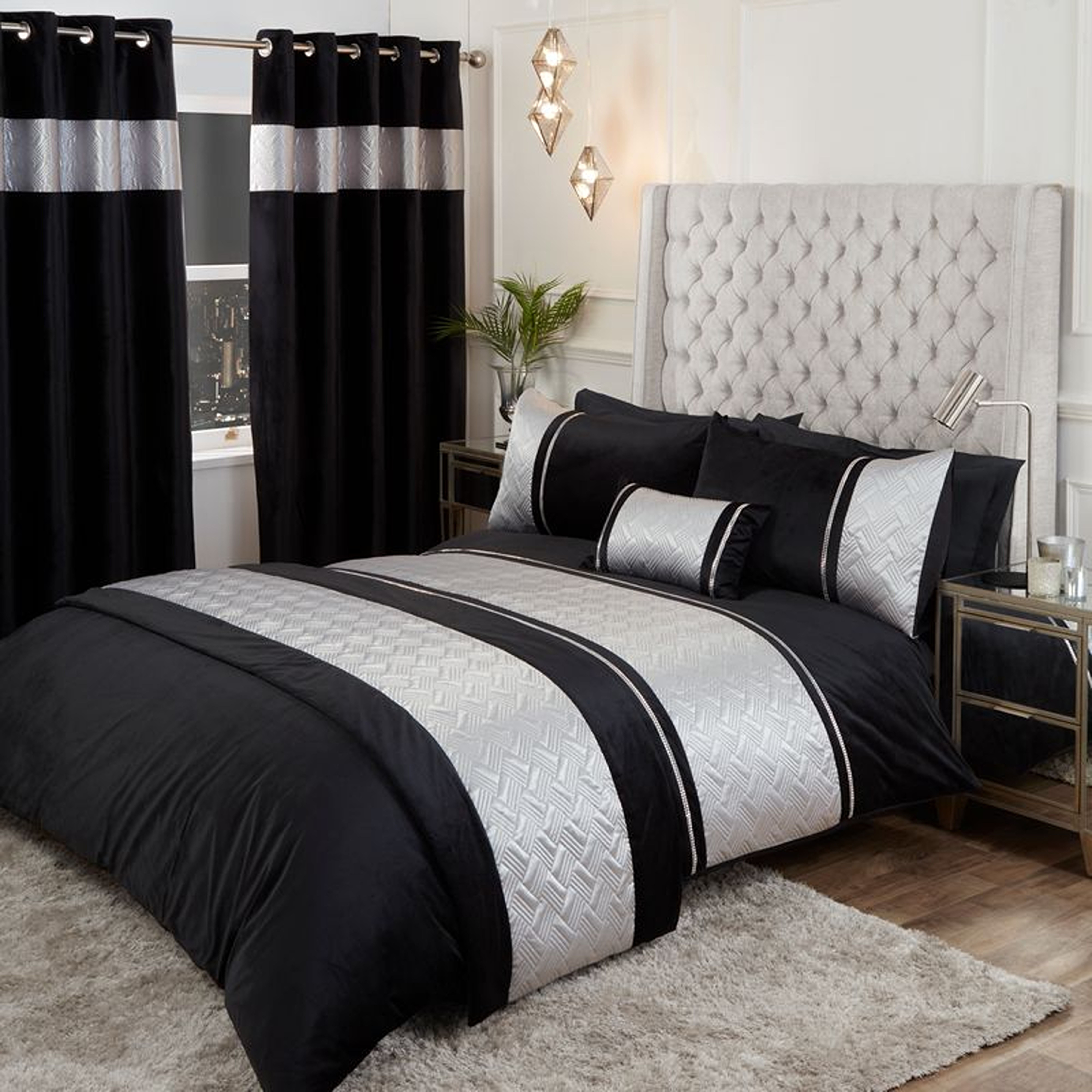Rapport Home Capri Polycotton Duvet Cover Set With Pillowcase in Silver
