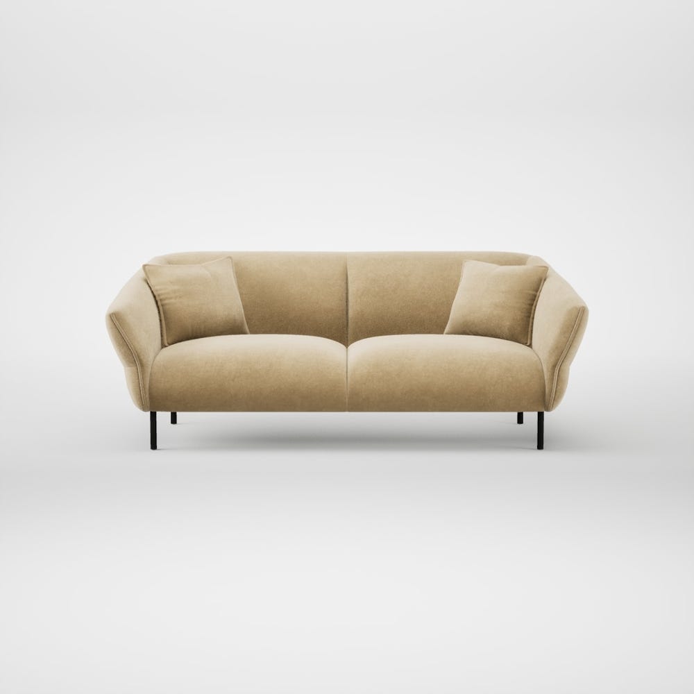 Heal's Alto 3 Seater Sofa Smart Luxe Velvet Biscuit Black Feet 2
