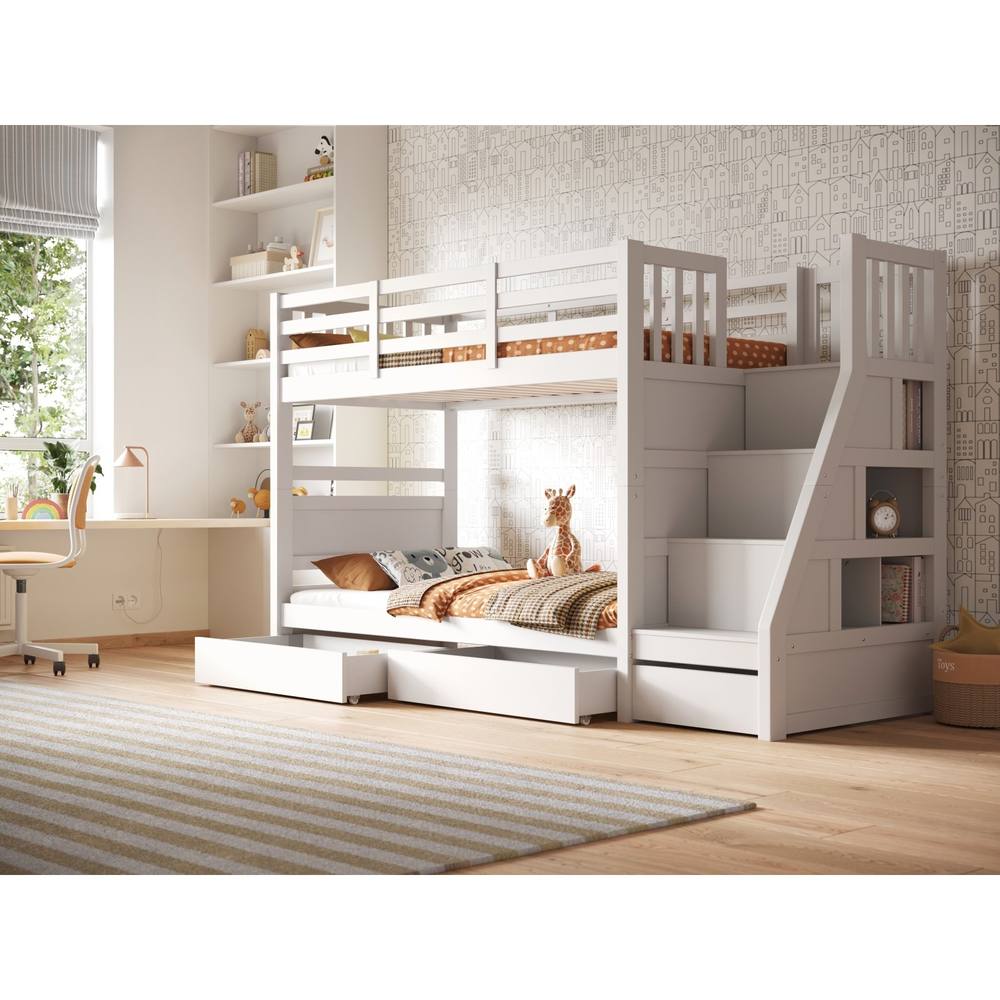 Flair Lunar Staircase Bunk Bed with Storage in White