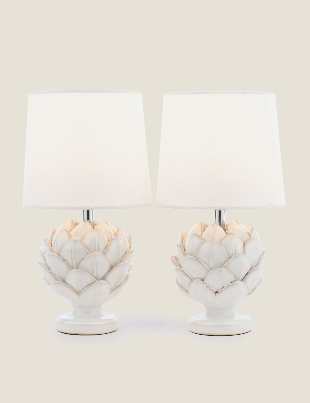 Laura Ashley Set of 2 Artichoke Table Lamps Champagne