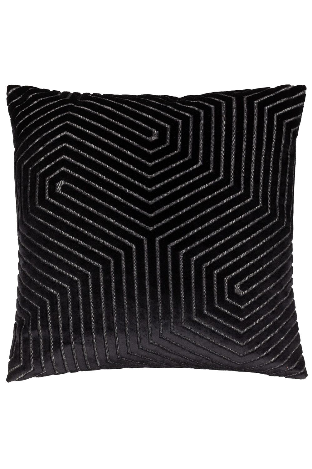 Paoletti Evoke Geometric Cut Velvet Cushion in Black