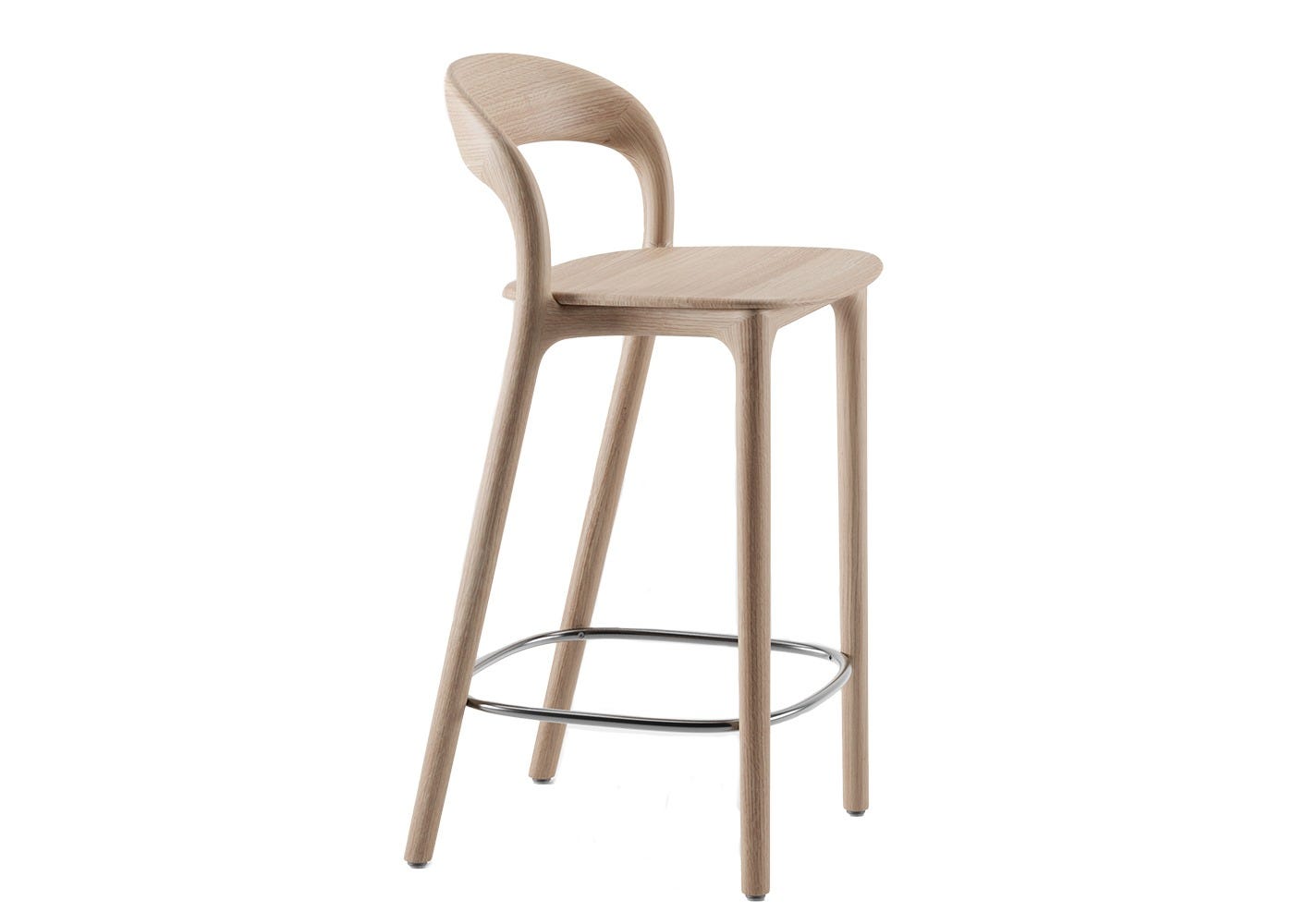 Artisan Neva Light Barstool in Oak White Oil with Inox Footrest 65cm