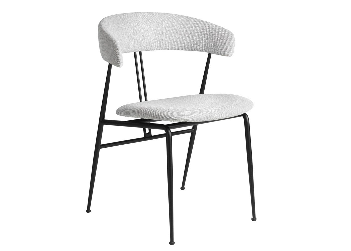 Gubi Violin Dining Chair Fully Upholstered in Tempt 60152 Black Matt Base