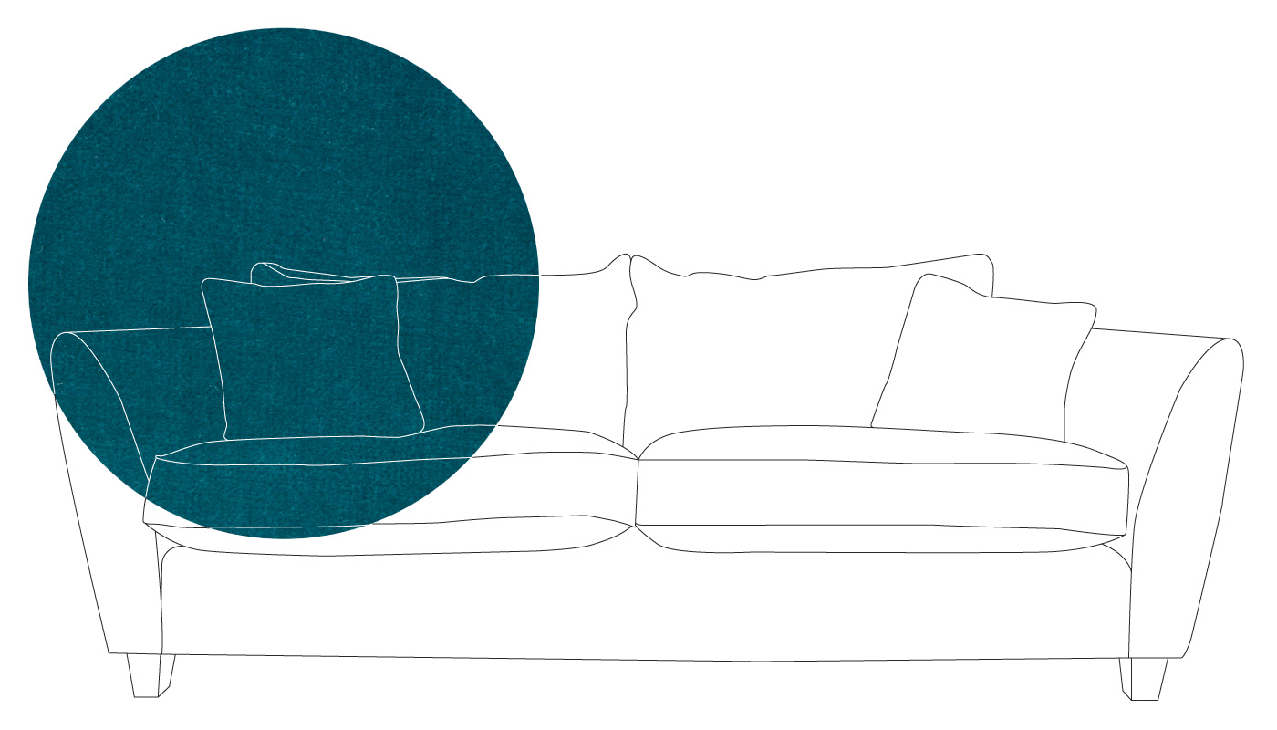 Heal's Torino 3 Seater Sofa Velvet Teal Black Feet