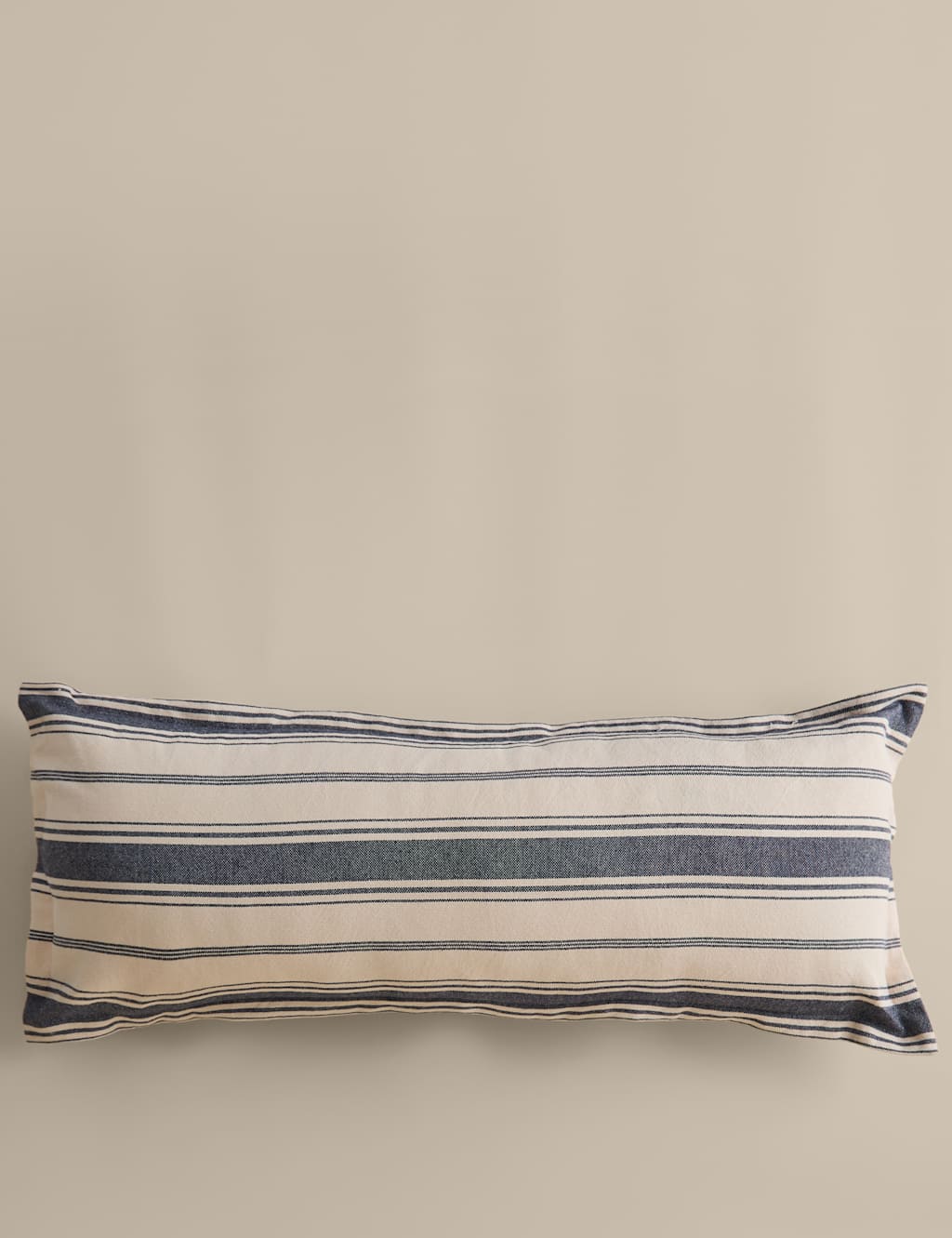 M&S Pure Cotton Woven Stripe Bolster Cushion Navy Mix