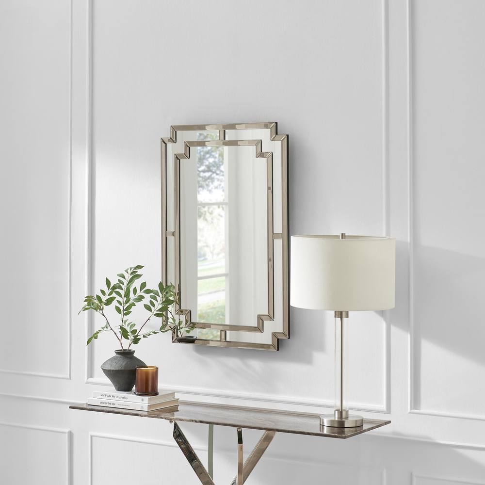 FurnitureboxUK Opaline Grey Deco Style Rectangle Wall Mirror