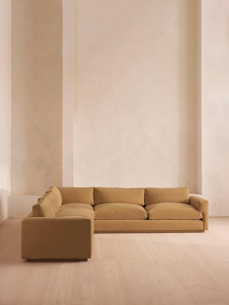 Mossley Corner Sofa, Velvet, Camel