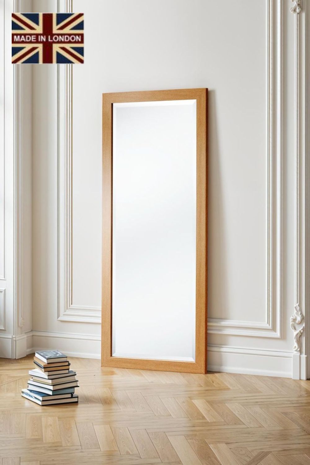 Yearn Mirrors Oak Effect Full Length Slim Framed Bevelled Mirror in Light Oak