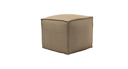 Isaac Small Square Footstool in Flax Pure Belgian Linen - sofa.com