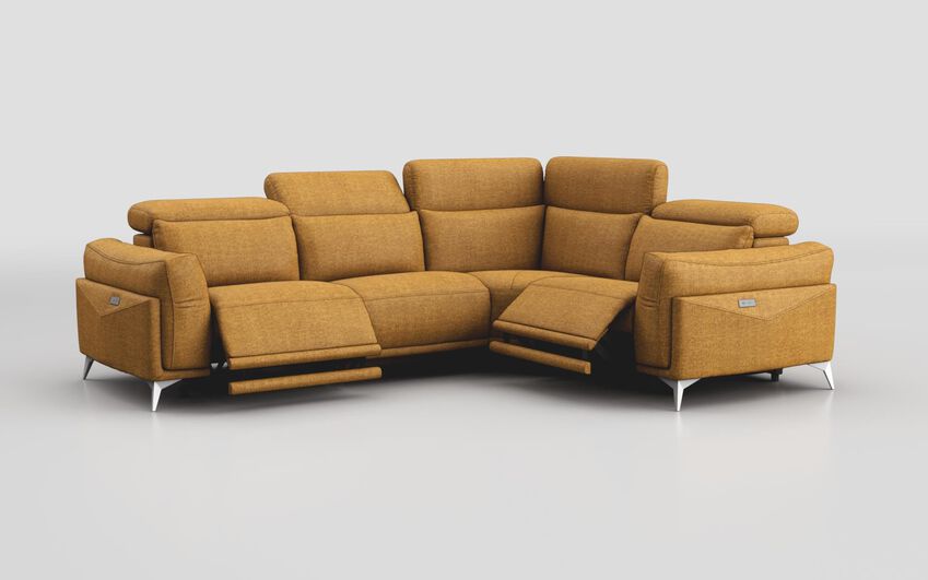 Yellow Fabric Gattolino 1 Corner 2 Power Sofa with Manual Head Tilt