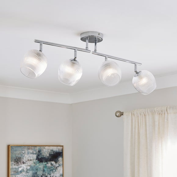 Cassia Ribbed 4 Light Adjustable Semi Flush Spotlight