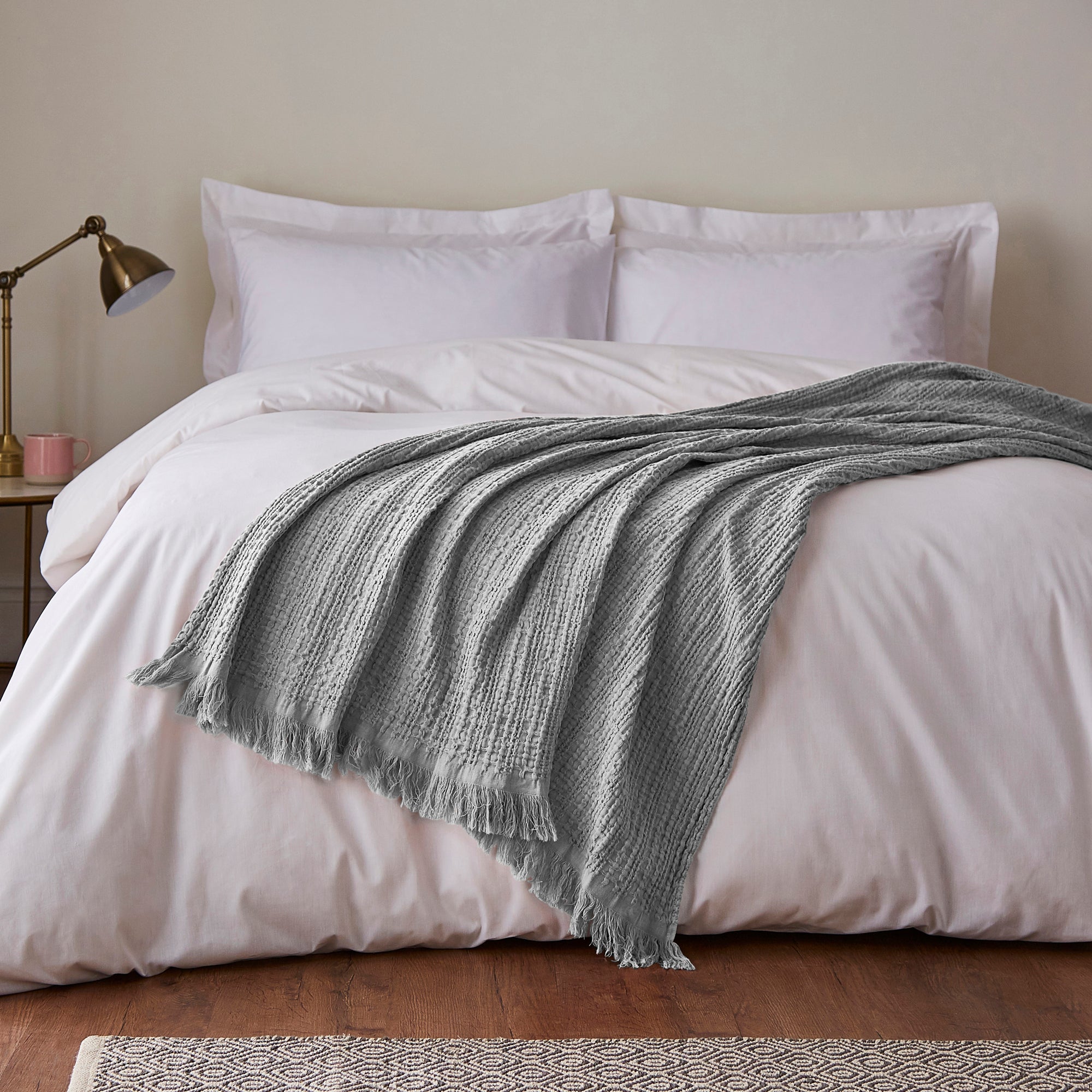 Cotton Waffle Throw Silver