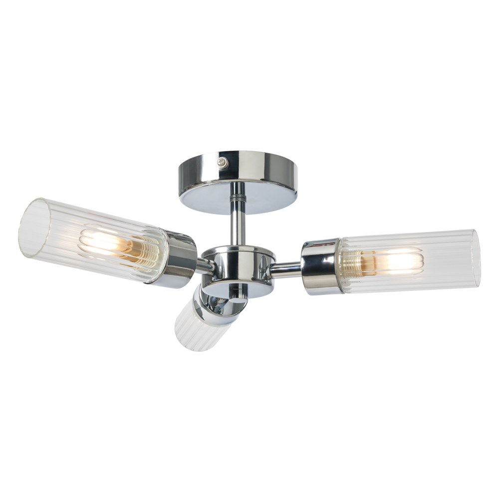 Kier Semi Flush Bathroom Ceiling Light, Chrome