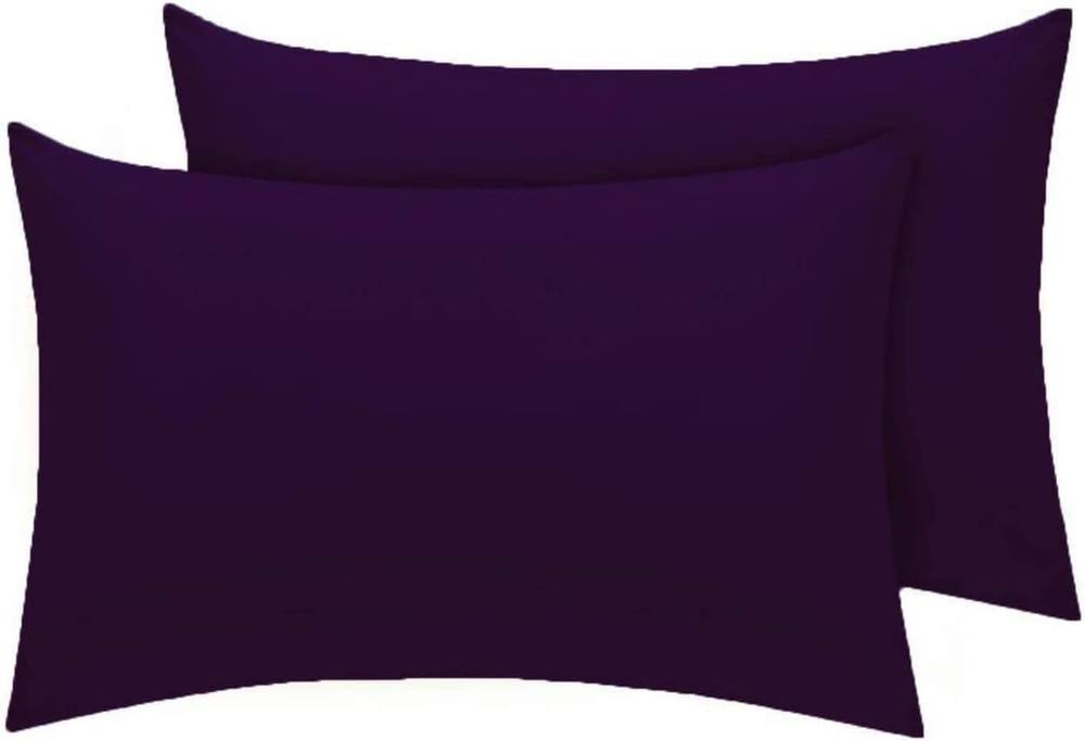 Homes-Linen Luxury Percale Polycotton Housewife Pillowcases 50x75cm Pack of 2 in Plum
