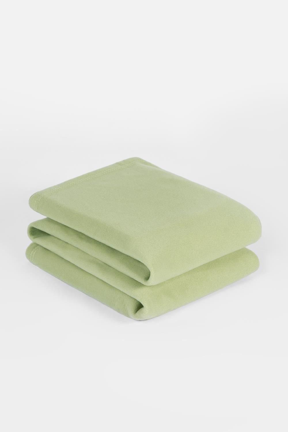 OHS Warm Plain Fleece Throw Over Bed Blanket in Light Green