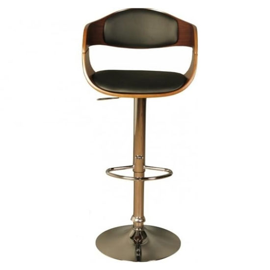 Anna Faux Leather Bar Stool In Walnut With Chrome Base