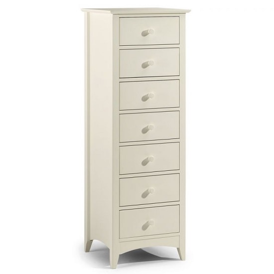 Amani Narrow Chest of Drawers In Stone White With 7 Drawers