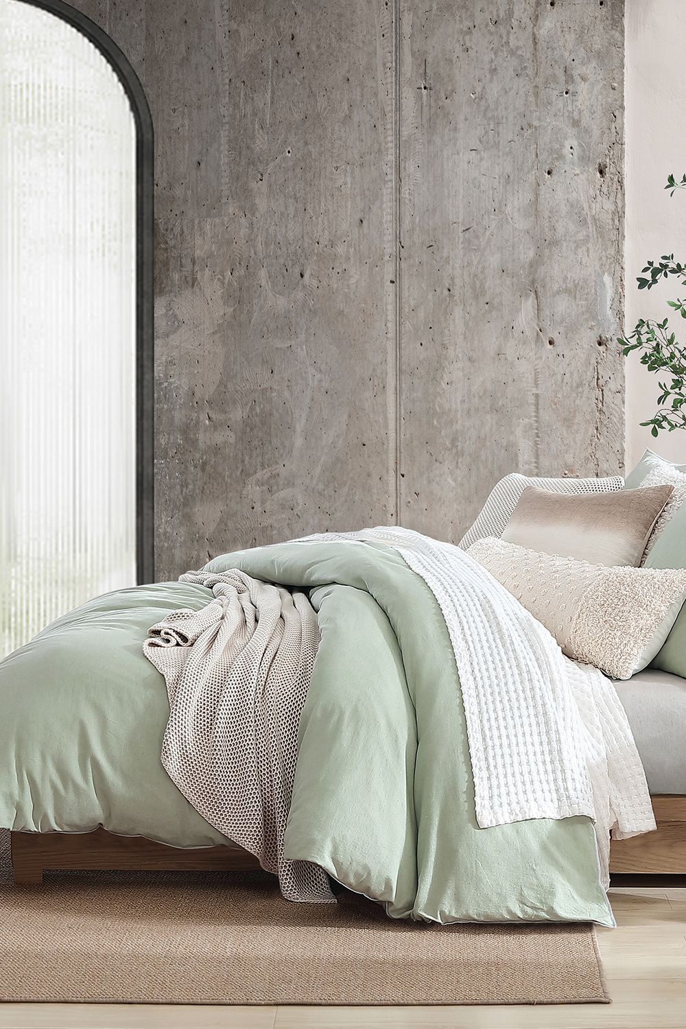 DKNY ' Pure Washed Linen' Duvet Cover Set in Light Green