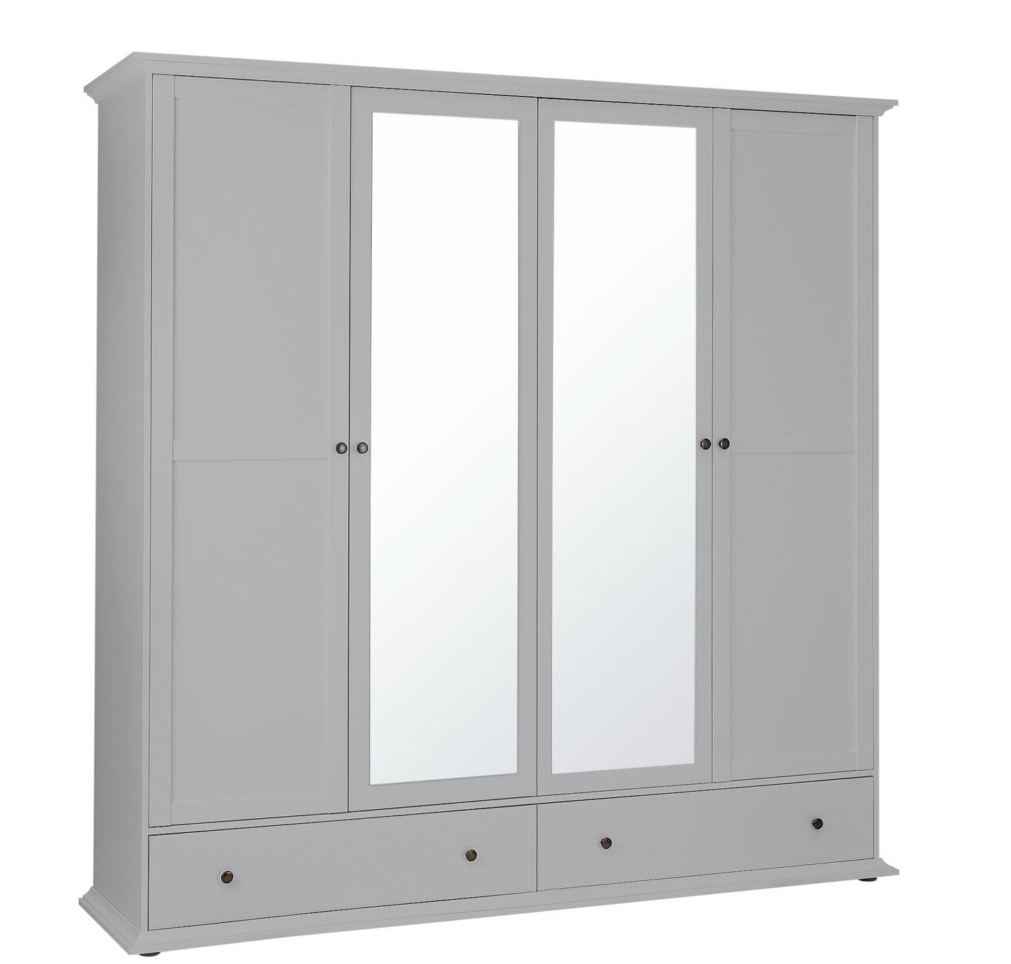 Habitat Heathland 4 Door 2 Drawer Mirror Wardrobe - Grey