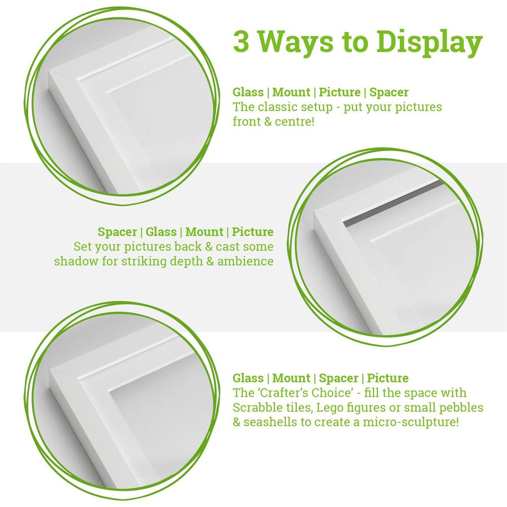 Nicola Spring 3D Box Photo Frame with 2" x 2" Mount - 6" x 6" - Grey in Black 3
