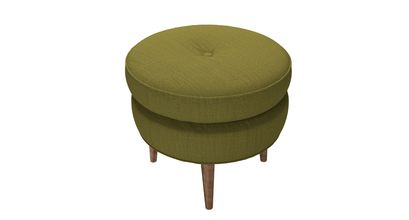 Felix Round Footstool in Royal Fern Brushed Linen Cotton - sofa.com