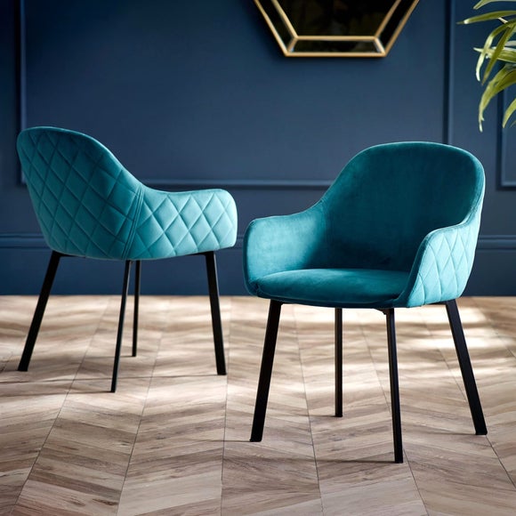 Lima Set Of 2 Dining Chairs, Velvet