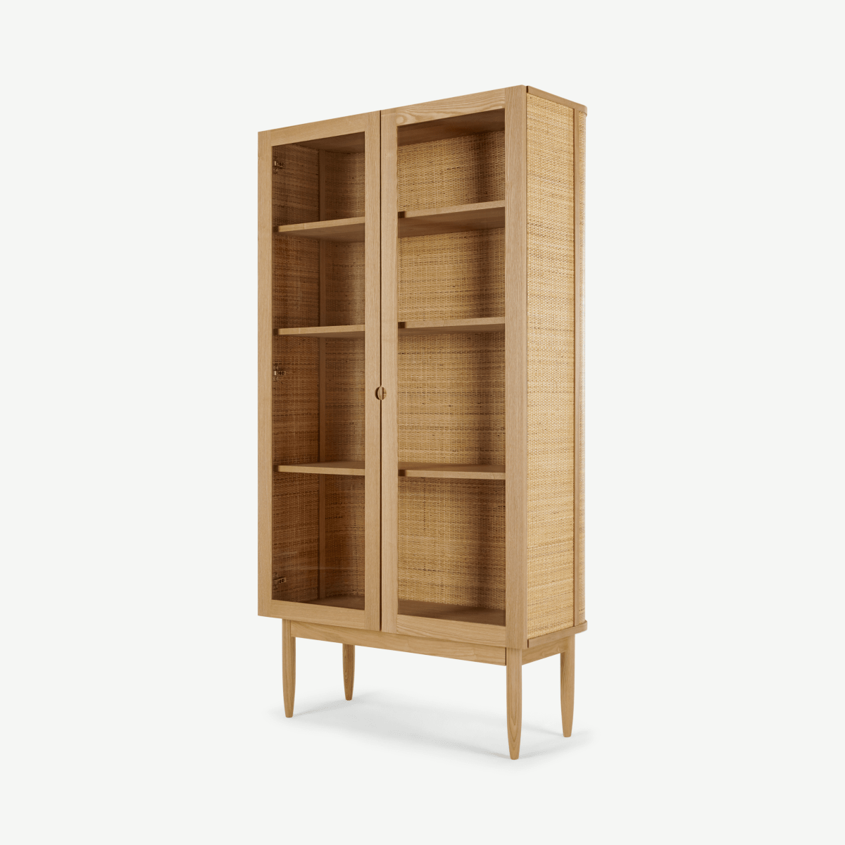 Liana Glass Woven Cabinet, Ash and Rattan 