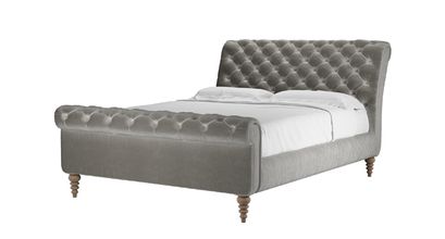 Knightsbridge King Bed in Squirrel Cotton Matt Velvet - sofa.com