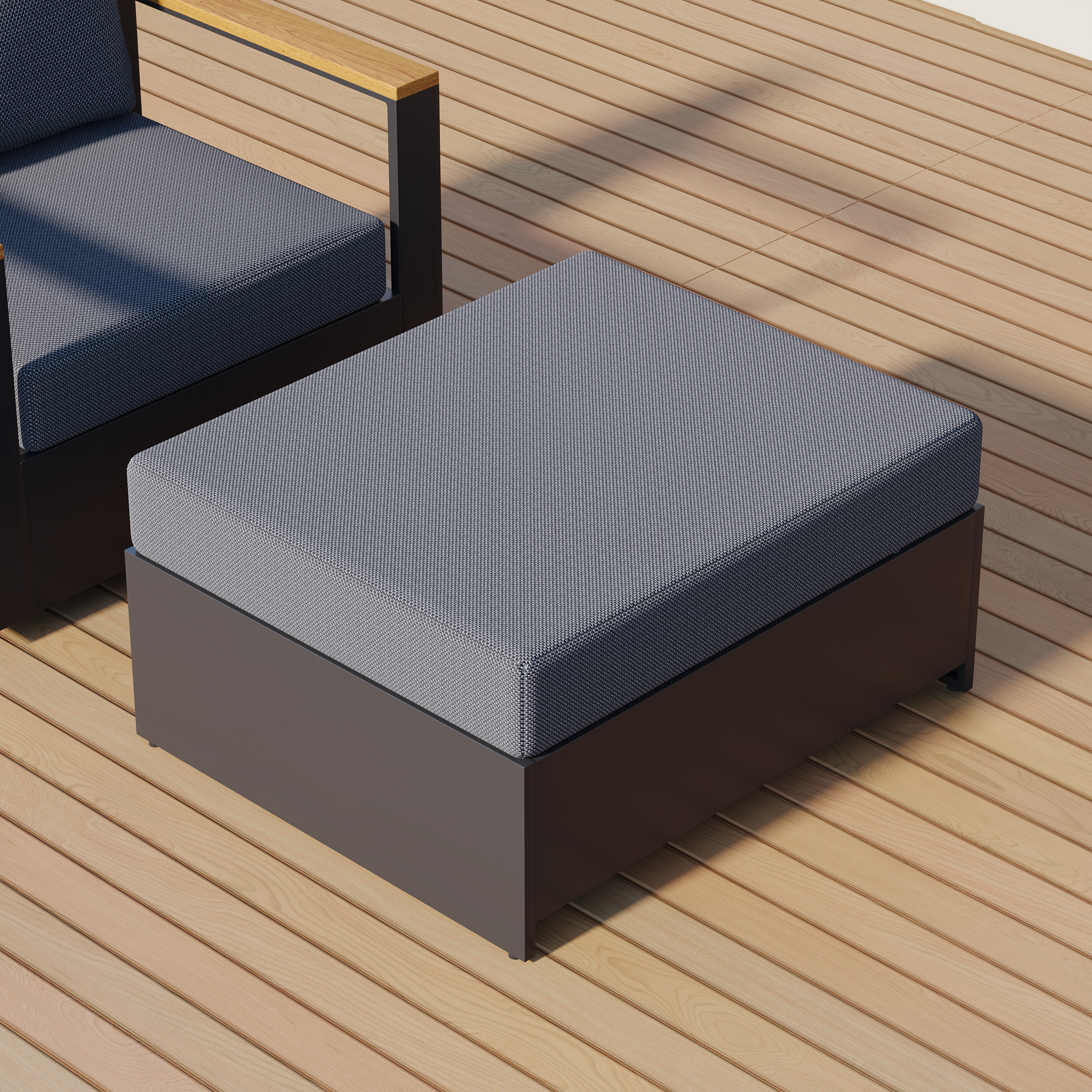 Tevara Outdoor Matching Swivel Footrest Storage Ottoman in Grey