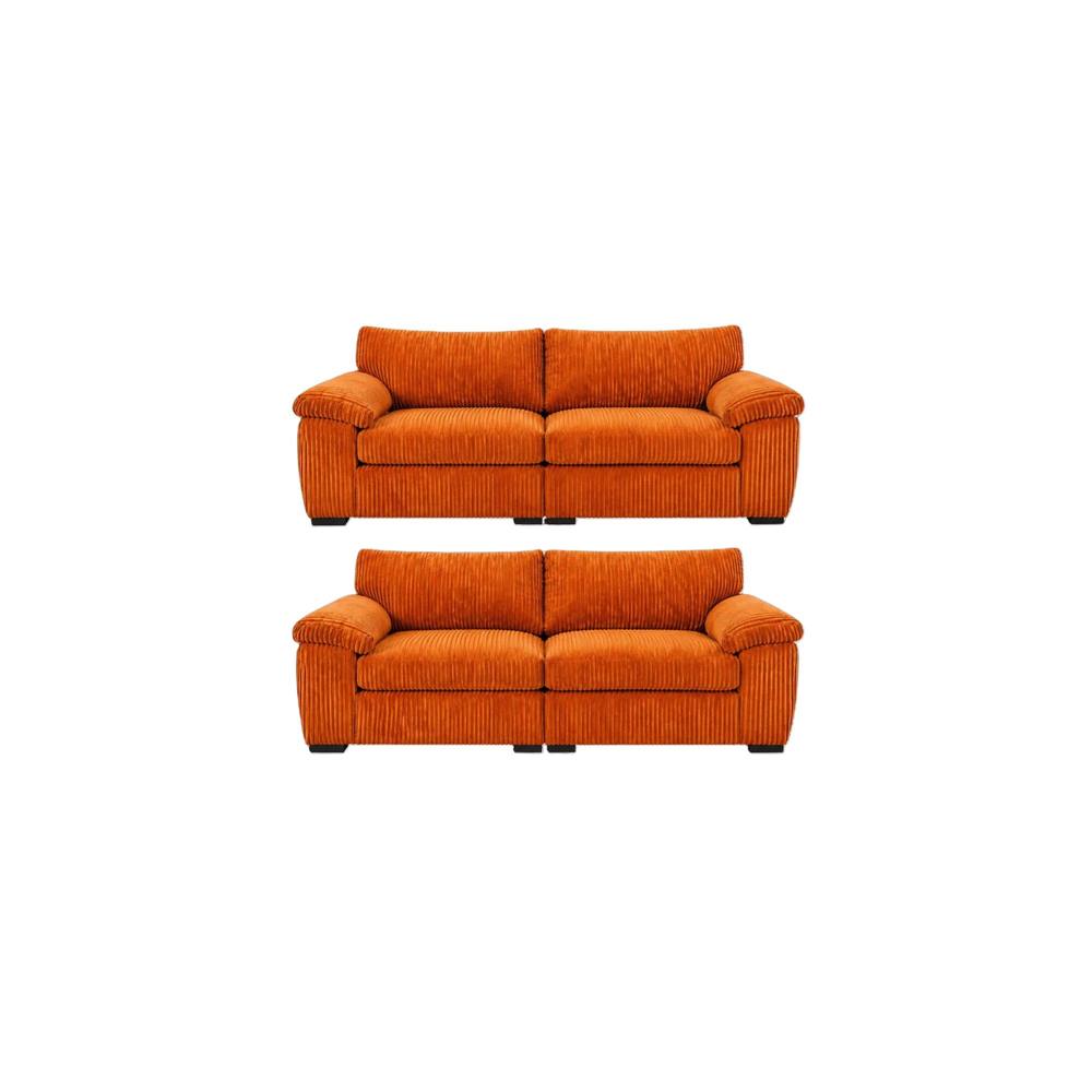 Bliss Furniture Amalfi 3+2 Seater Sofa Set in Orange Fabric with Memory Foam Seating