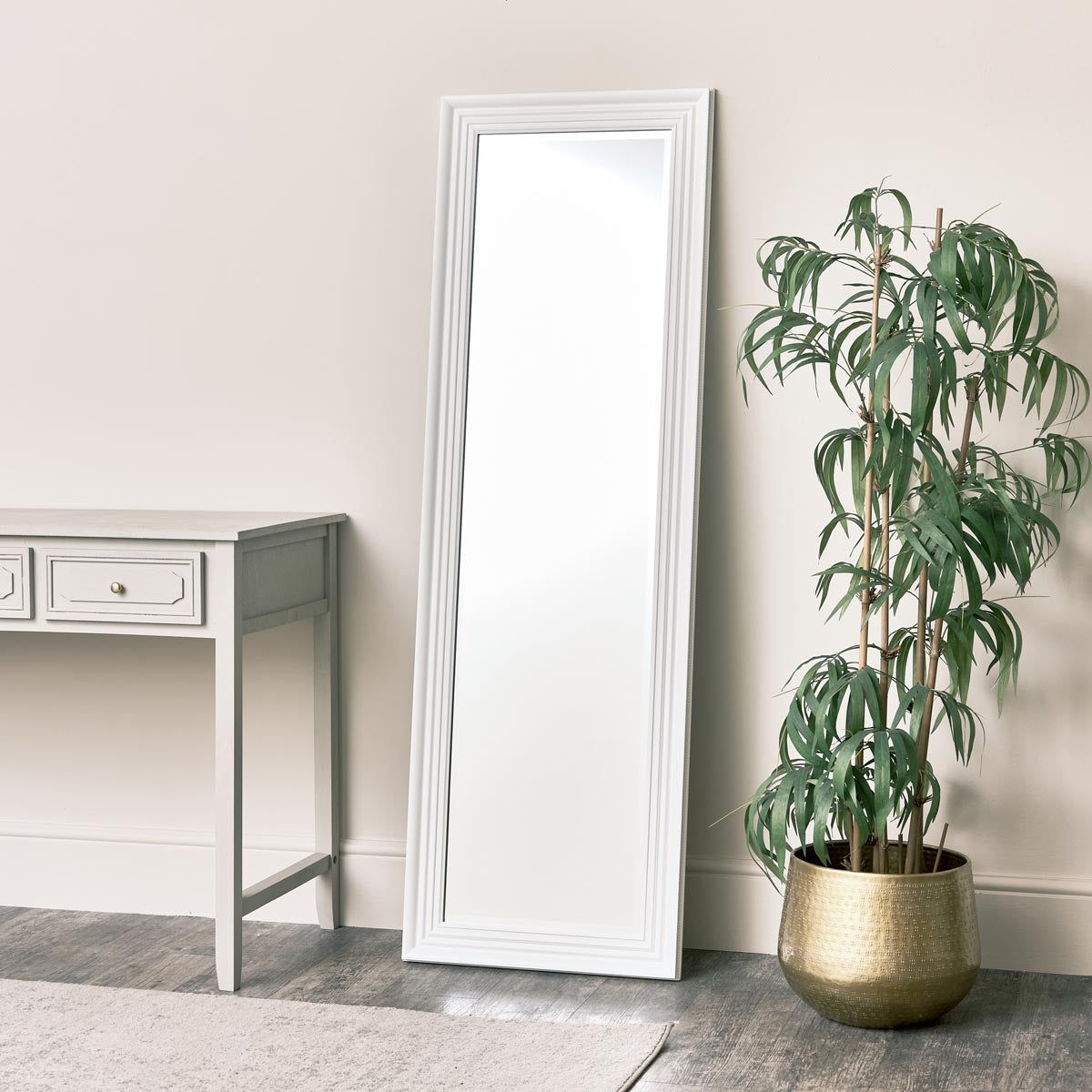 Melody Maison Tall White Full Length Mirror 52cm X 160cm in Off-White