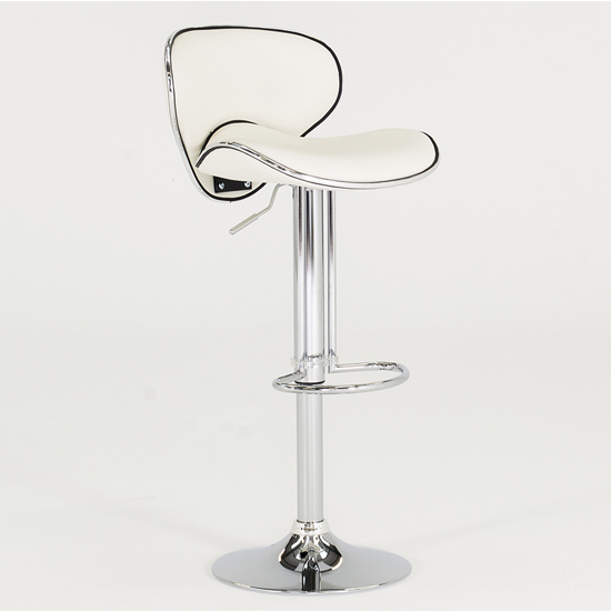 Nigella PU Leather Gas Lift Bar Stool In White