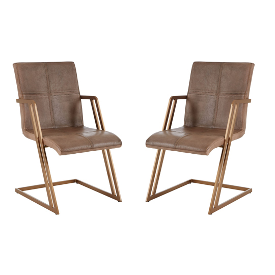 Australis Grey Leather Chair With Angular Iron Frame In Pair