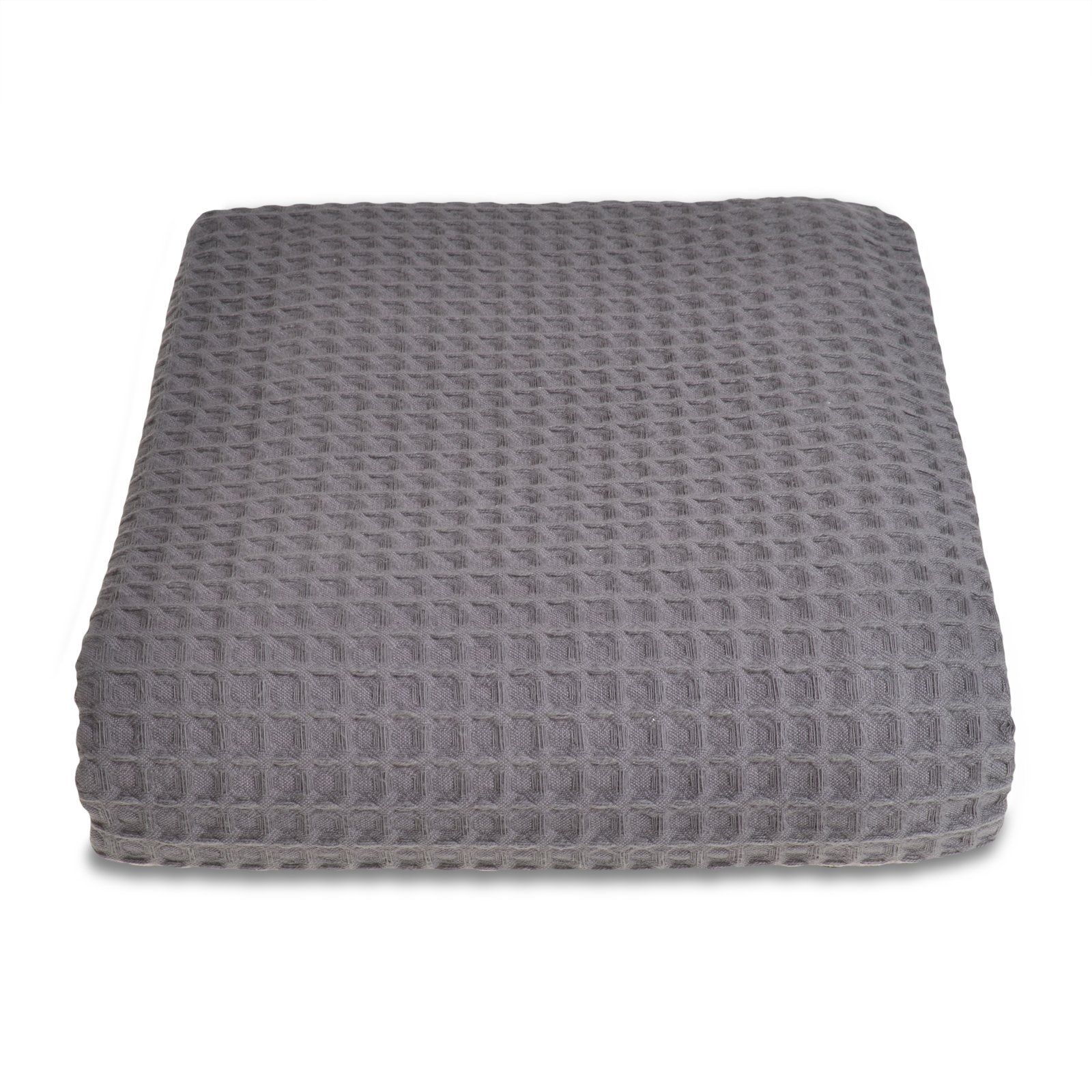 Allure Bath Fashions Luxury Hotel Waffle Throw Blanket Bedspread - 100% Cotton in Dark Grey