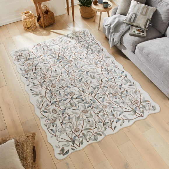 Concept Looms Liberty Floral Scalloped Washable Rug