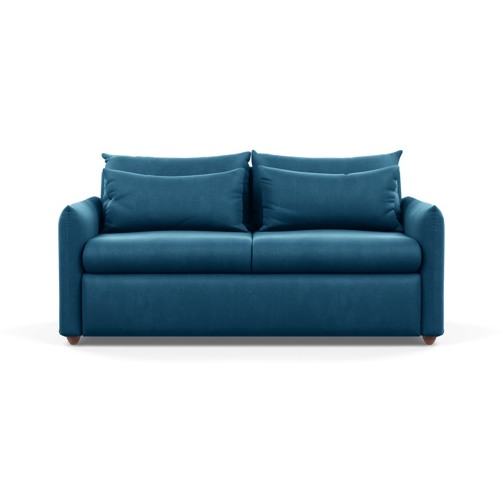 Heal's Pillow Sofa Bed Varese Velvet Delft Chestnut Stain Feet