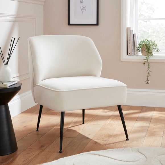 Return - Ava Velvet Accent Chair, Natural