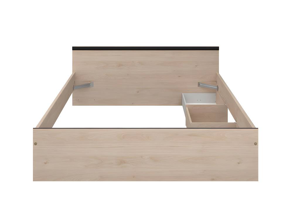 Vente-unique 140 X 190 Cm Bed With Storage, 2 Drawers & 1 Compartment - Natural + in Light Oak 6