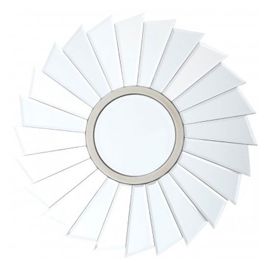 Tiffani Round Flared Wall Bedroom Mirror In Silver Frame