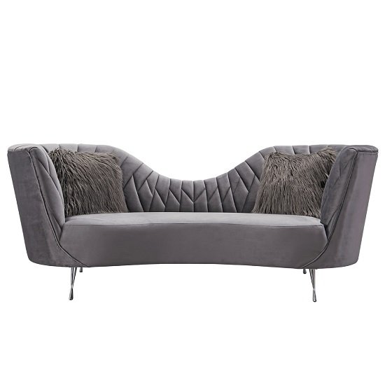 Bailey Fabric 3 Seater Sofa In Grey With Polished Metal Legs