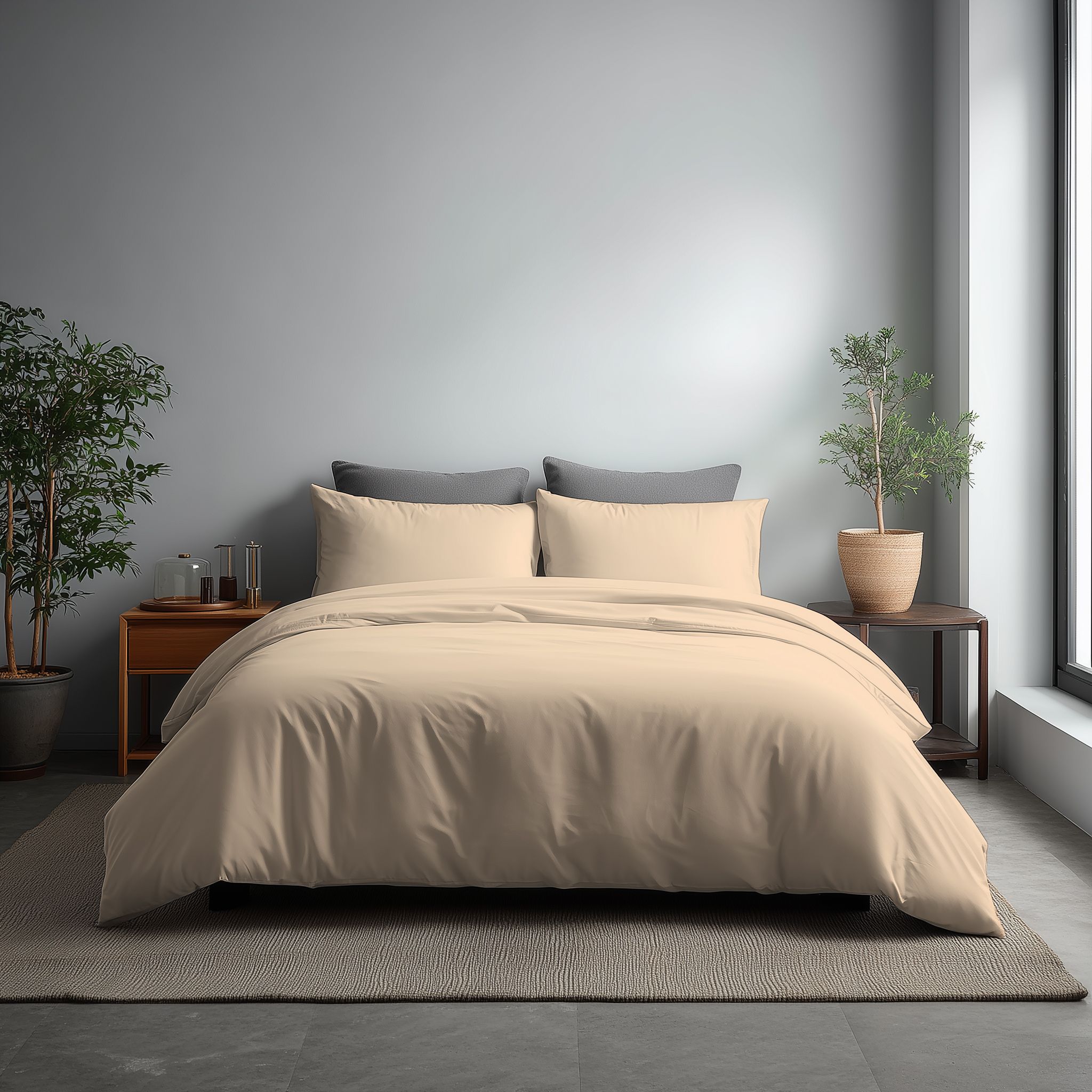 Snug City Microfibre Soft Touch Duvet Cover & Pillowcase/s Set Bed Linen in Cream
