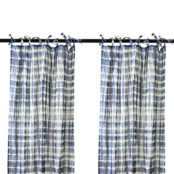 Pair of Tie Dye Hanging Drapes  Blue